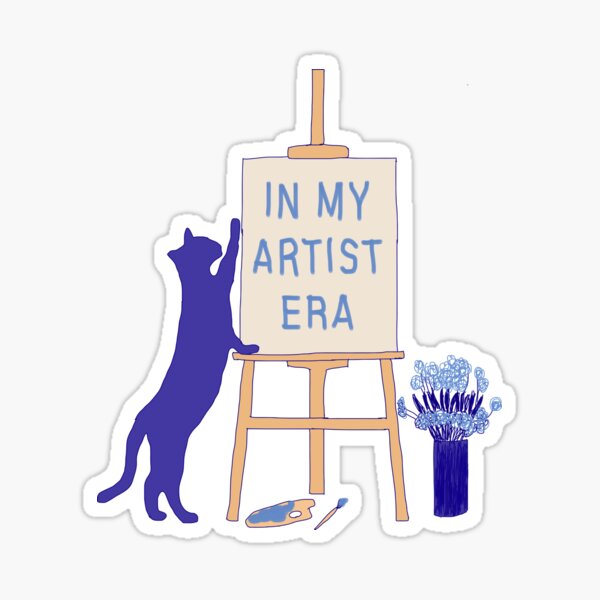 Item preview, In My Artist Era - Aesthetic Cat & Easel Illustration designed and sold by the smiley moon.
