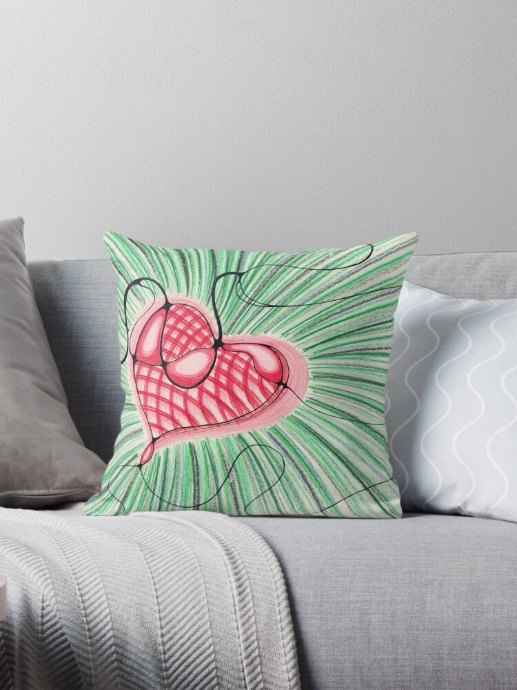 Thumbnail 1 of 4, Pillow, heart design with green background designed and sold by IsaBELLA-HeART.