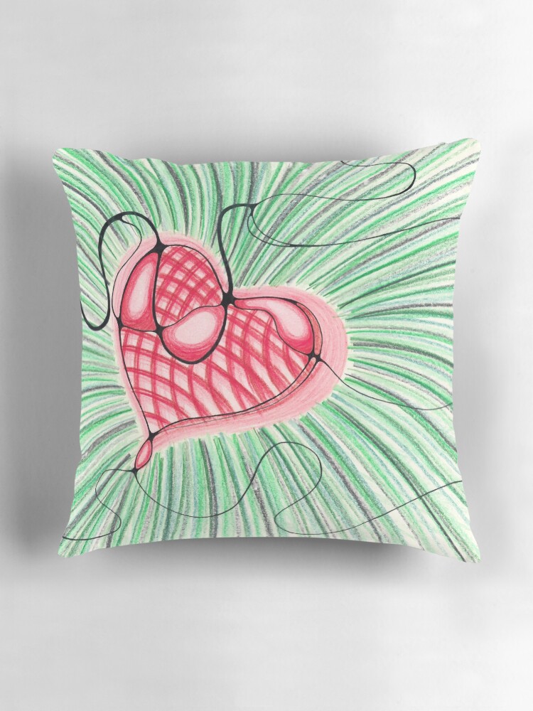 Thumbnail 3 of 4, Pillow, heart design with green background designed and sold by IsaBELLA-HeART.