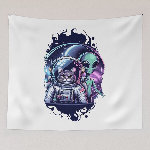 Item preview, Astronaut Cat and Alien Friend in Space designed and sold by Mahilis.