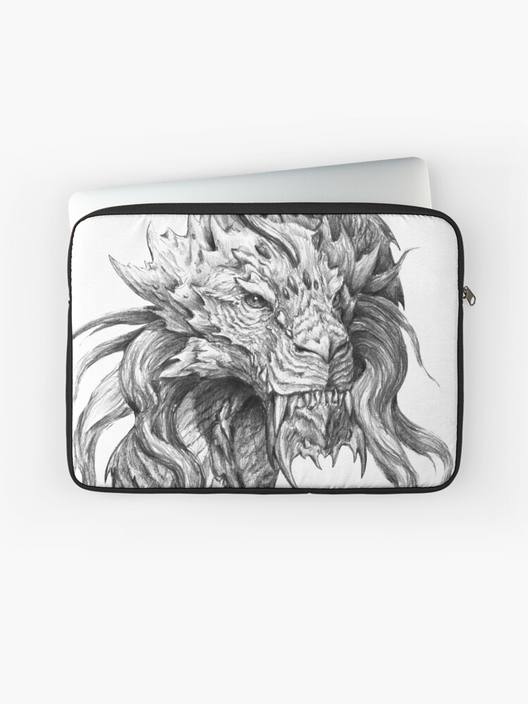 Dark Side Japanese Dragon portrait, Graphite Pencil art Tote Bag by  tanyartwork