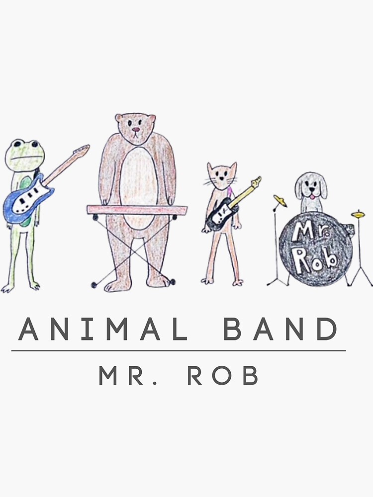 Imagen 3 de 3, Pegatina con la obra La banda de animales, diseñada y vendida por Mr-Rob-Music.