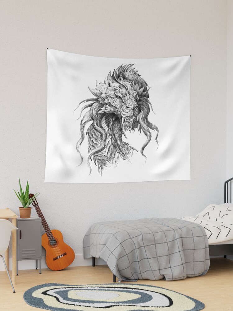 Dark Side Japanese Dragon portrait, Graphite Pencil art Tote Bag by  tanyartwork