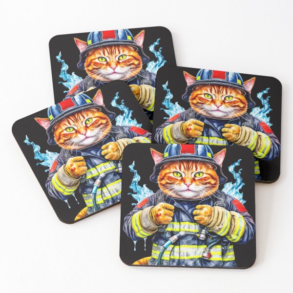 Item preview, A cat dressed in a firefighter uniform designed and sold by paiteen09.