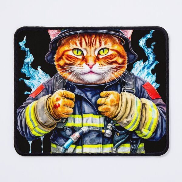 Item preview, A cat dressed in a firefighter uniform designed and sold by paiteen09.