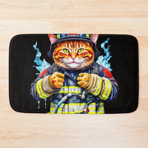 Item preview, A cat dressed in a firefighter uniform designed and sold by paiteen09.