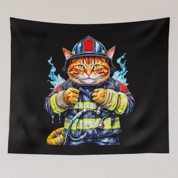 Item preview, A cat dressed in a firefighter uniform designed and sold by paiteen09.