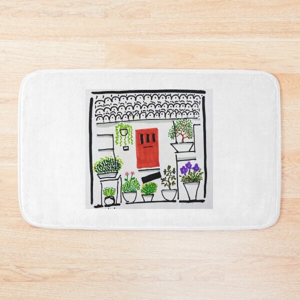 Item preview, Charming Courtyard with a Red Door designed and sold by diptarka07.