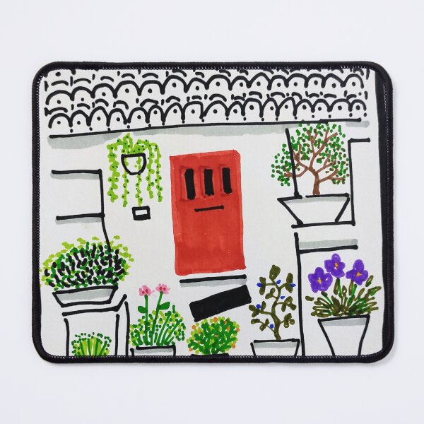 Item preview, Charming Courtyard with a Red Door designed and sold by diptarka07.