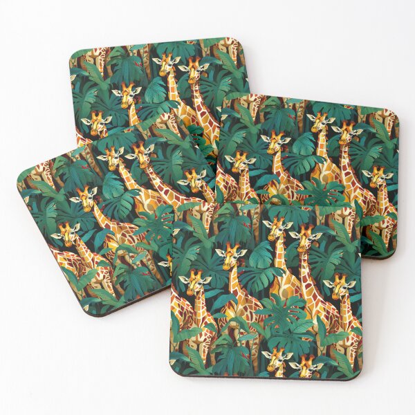 Item preview, Giraffe Pattern in a Green Leafy Jungle designed and sold by Marymarice.