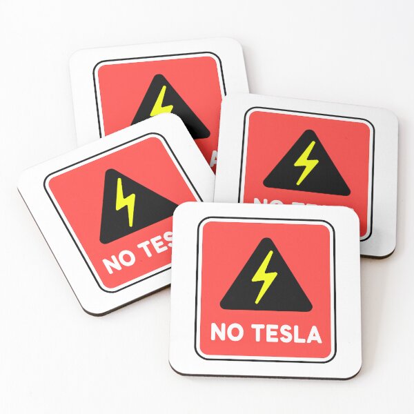 Item preview, No Tesla Warning Sign – Funny Anti-Tesla Sticker designed and sold by DesignsByDessie.