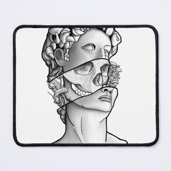 Item preview, Layers of Existence – Surreal Classical Bust with Skull and Flora designed and sold by DeavenKaiserArt.