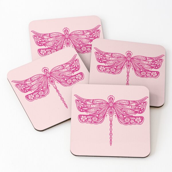 Item preview, Hot Pink Floral Dragonfly Design on light pink designed and sold by Giulia  Palazzo.
