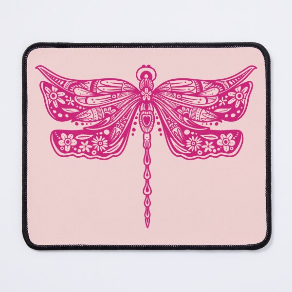 Item preview, Hot Pink Floral Dragonfly Design on light pink designed and sold by Giulia Palazzo.