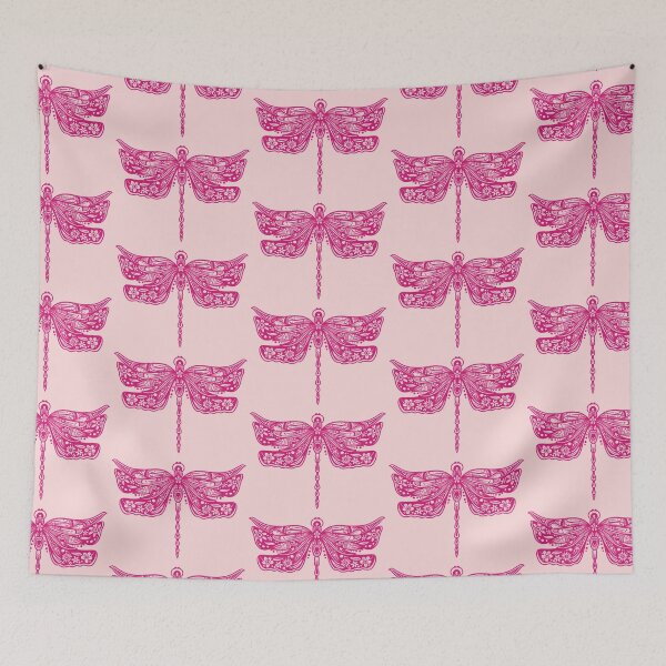 Item preview, Hot Pink Floral Dragonfly Design on light pink designed and sold by Giulia  Palazzo.