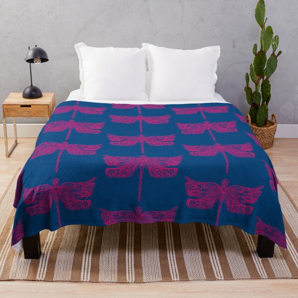 Item preview, Hot Pink Floral Dragonfly Design on Navy Blue designed and sold by Giulia  Palazzo.