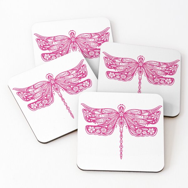 Item preview, Hot Pink Floral Dragonfly Design on White designed and sold by Giulia  Palazzo.