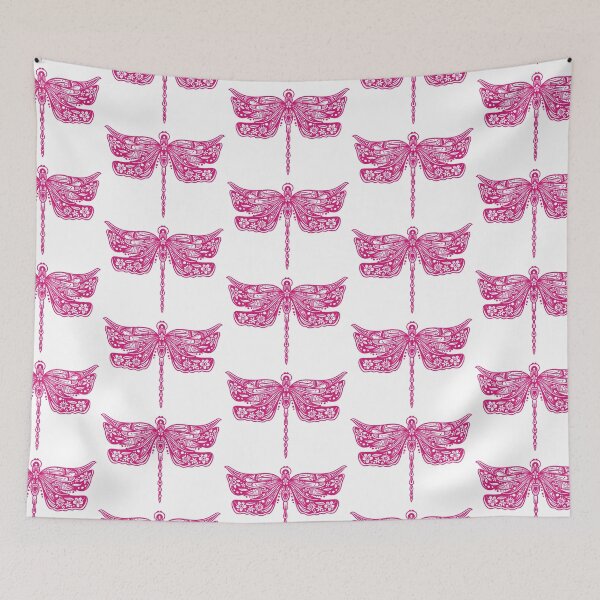 Item preview, Hot Pink Floral Dragonfly Design on White designed and sold by Giulia  Palazzo.