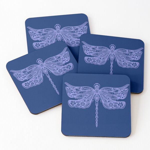 Item preview, Lavender Floral Dragonfly Design on Navy Blue designed and sold by Giulia  Palazzo.