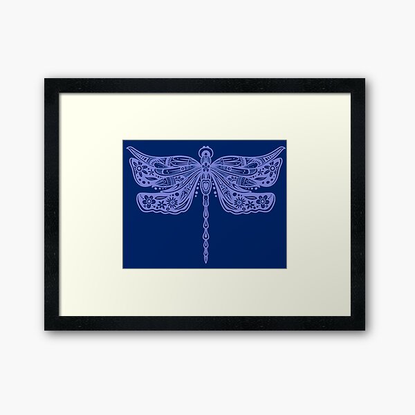Item preview, Lavender Floral Dragonfly Design on Navy Blue designed and sold by Giulia  Palazzo.