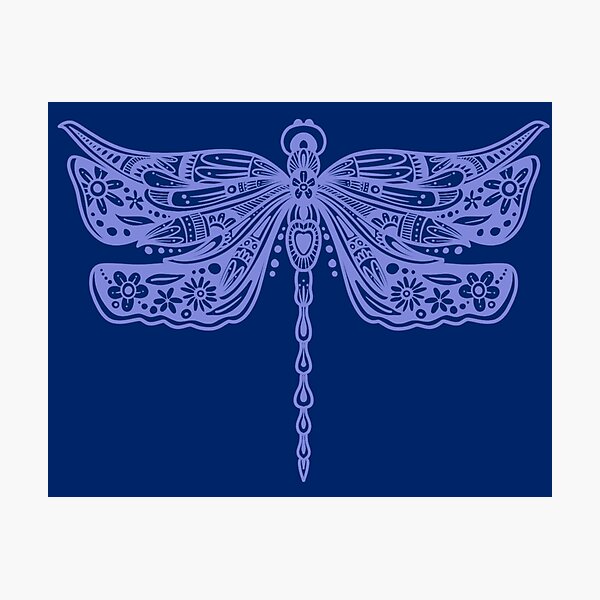 Item preview, Lavender Floral Dragonfly Design on Navy Blue designed and sold by Giulia  Palazzo.