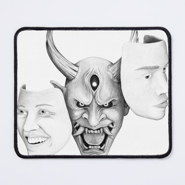 Item preview, Tragedy & Deception – Surreal Demon Mask Illustration designed and sold by DeavenKaiserArt.
