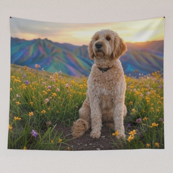 Item preview, Goldendoodle Dog Landscape 2 designed and sold by CozyManCreation.