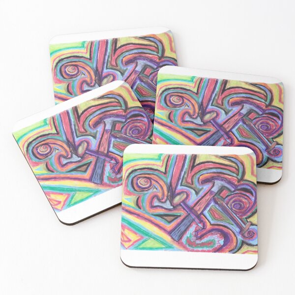 Item preview, Abstract Hammer and Nail | Colorful Rainbow Oil Pastel Art Print designed and sold by LuxuryApparels.
