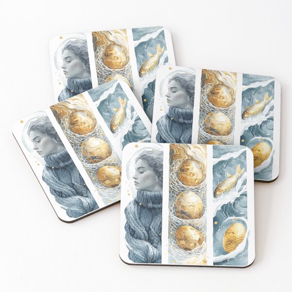 Item preview, Easter Watercolor Serenity: Woman, Eggs, Fish & Flowing Art Design 2025 designed and sold by AnnDesignStudio.