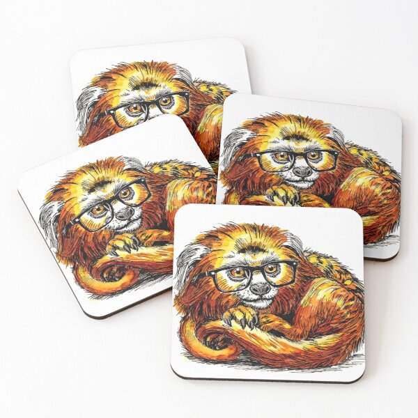 Item preview, Golden Lion Marmoset in Glasses designed and sold by Scribbles & Doodles by Jinx.