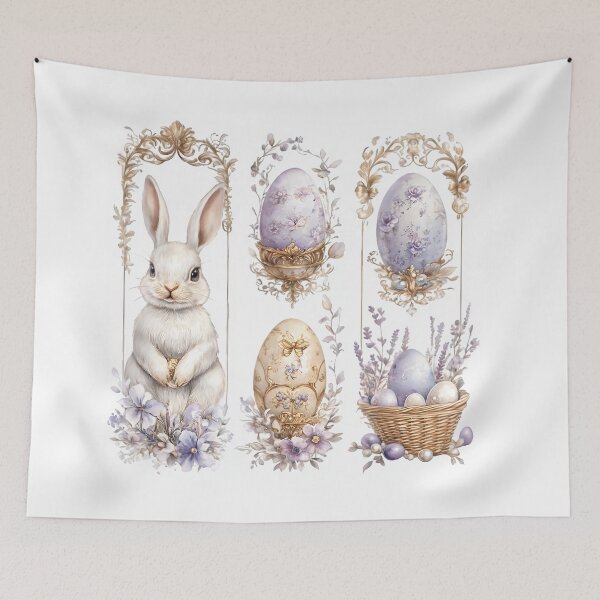 Item preview, Elegant Easter Watercolor Collage - Bunny, Eggs, and Floral Charm designed and sold by AnnDesignStudio.