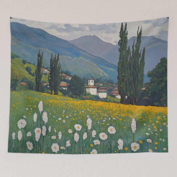 Item preview, Bhutan landscape | Post-impressionist painting style designed and sold by ComicsFactory.