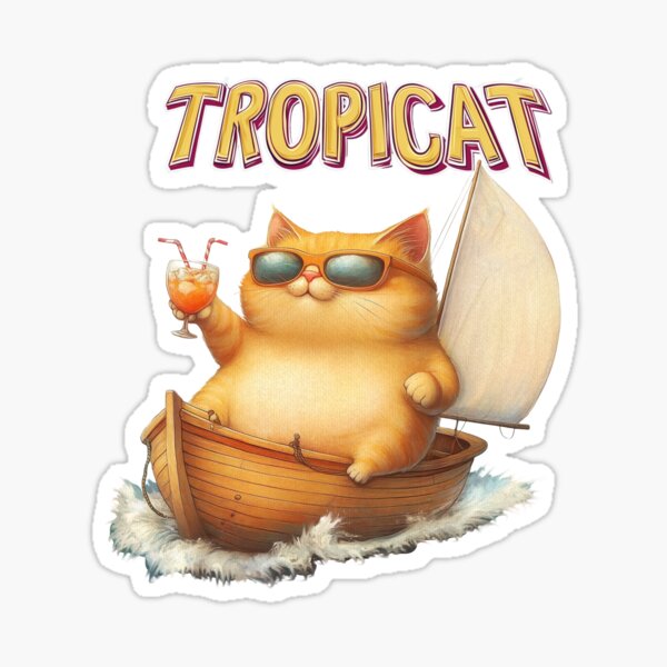 Artikel-Vorschau von TropiCat reitet auf seinem Segelboot, designt und verkauft von TropiCatArt.