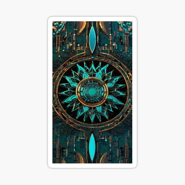 Item preview, Cyber Lotus - Futuristic Tech Mandala designed and sold by LuckyDuckDesign.