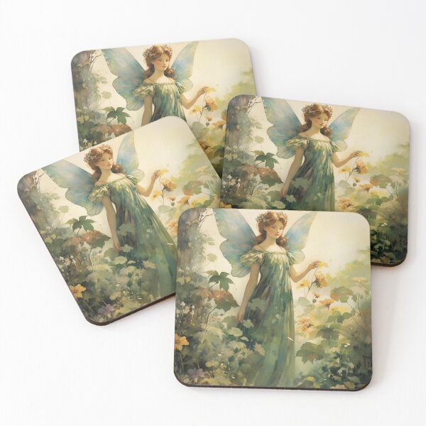Item preview, Green Vintage Fairy Print - Angel Poster - cottagecore  designed and sold by DreamersPlan.