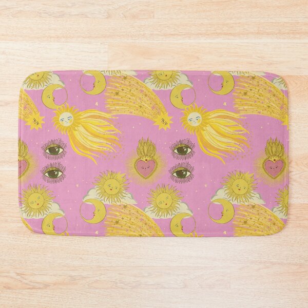Item preview, Pink 90 retro Celestial Claddagh Hearts and Cosmic Sun, Moon, and Shooting Stars Print – Perseids Meteor Shower  designed and sold by Jemma Jamie Skidmore.