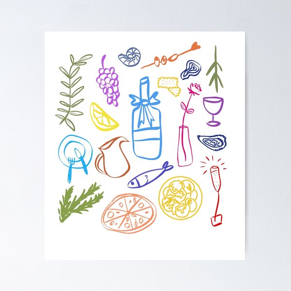 Item preview, Mediterranean Food Doodles designed and sold by Ojo de Loca.