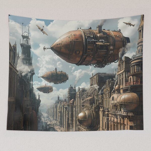 Item preview, Steampunk Metropolis: Skybound Wonders at Midday designed and sold by Spiritveil.