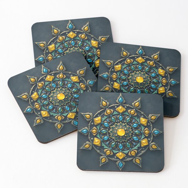 Item preview, Mandala with yellow and blue stones designed and sold by PrintLabStudio.