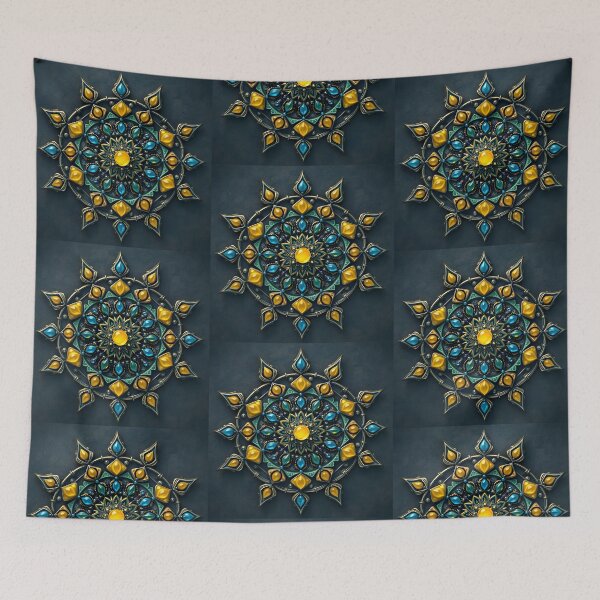 Item preview, Mandala with yellow and blue stones designed and sold by PrintLabStudio.