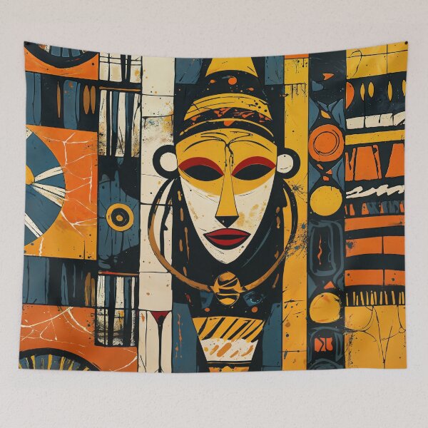 Item preview, Abstract mask art with gold accents designed and sold by Shopstract.
