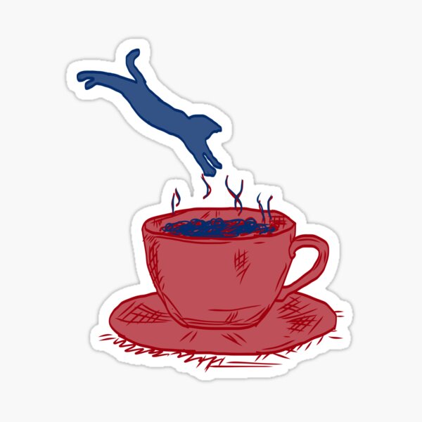 Item preview, Diving Cat Into Coffee - Aesthetic Minimalist Illustration designed and sold by the smiley moon.