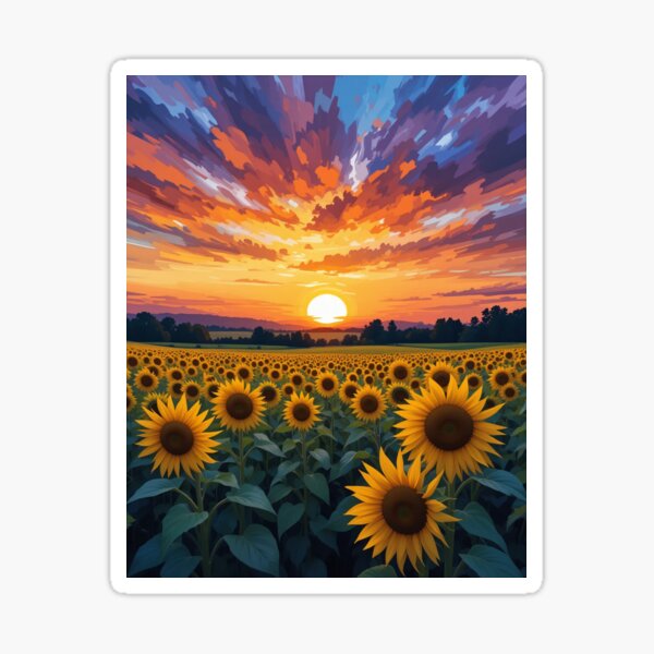 Item preview, Sunflower Field at Sunset designed and sold by ArtDesignQ.