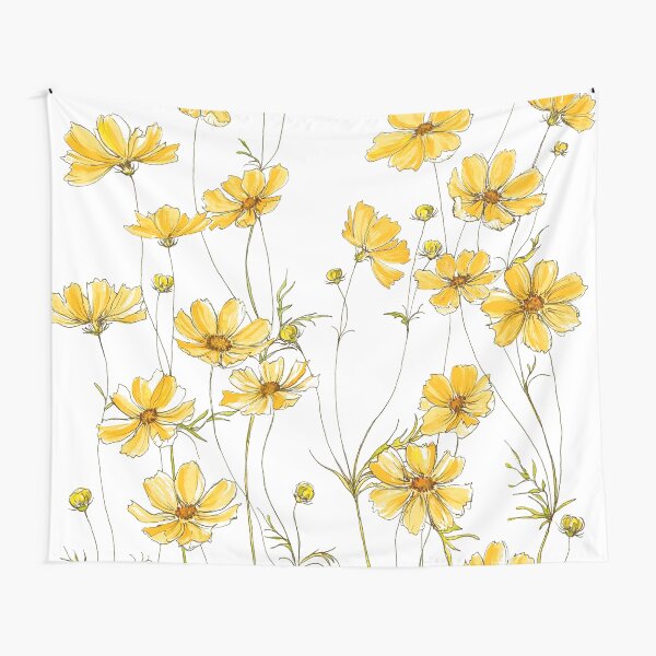 Aperçu de l'œuvre Fleurs de cosmos jaunes créée et vendue par JRoseDesign.