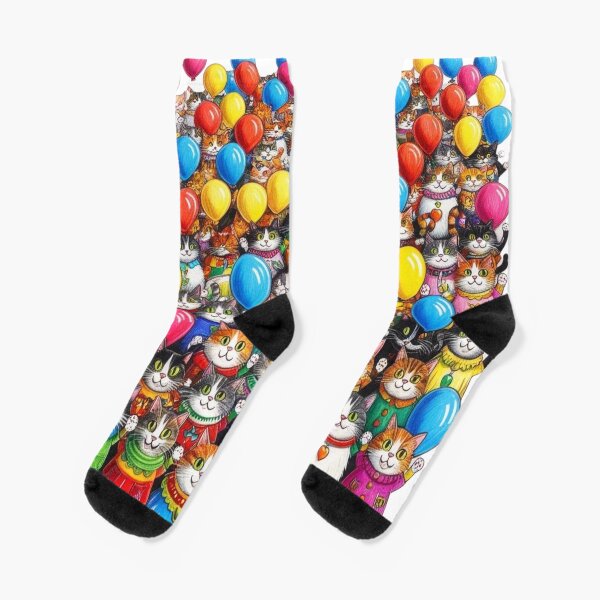 Item preview, Many Cats with Balloons Pattern designed and sold by AlinaSCorner.