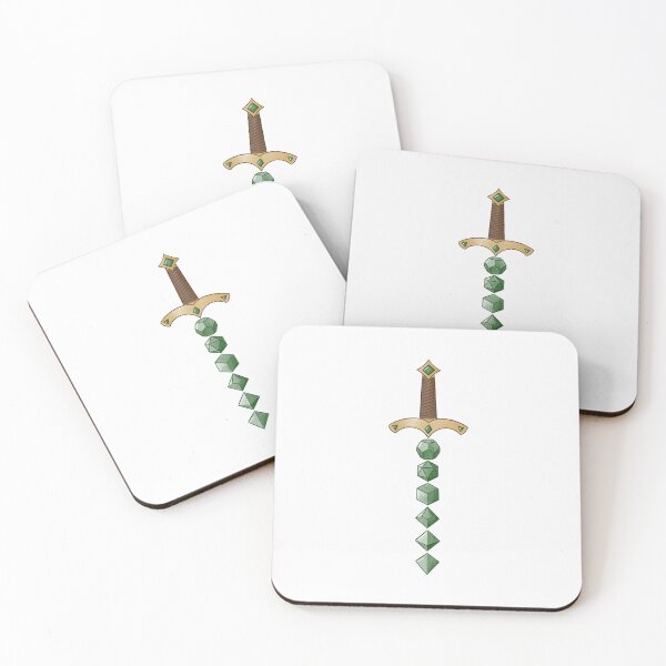 Item preview, Green Gold Dice Set Sword RPG Stone designed and sold by TheEclecticKat.