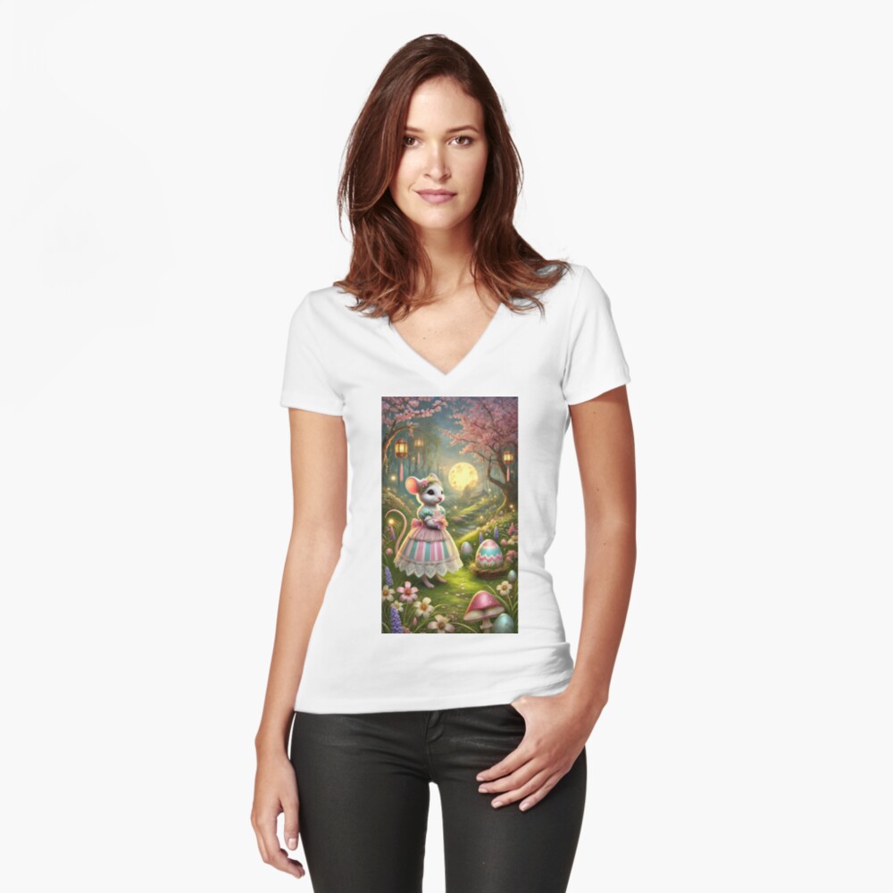Item preview, Fitted V-Neck T-Shirt designed and sold by phatpuppyart.