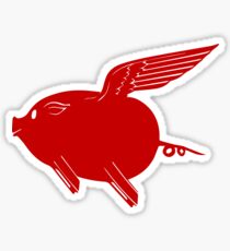 Flying P-Car Red Pig Sticker
