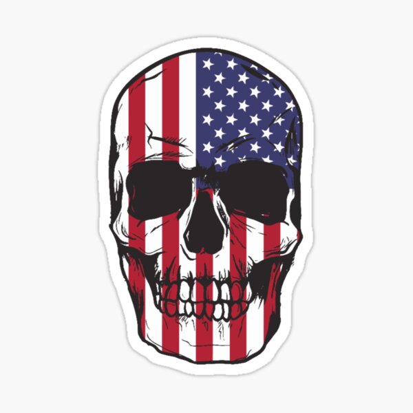 Download Skull American Flag Sticker By Amirimer Redbubble