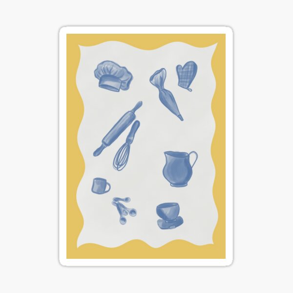 Item preview, Baking tools with yellow border designed and sold by WildDoveAU.